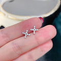 Minimalist Cross Zircon Stud Earrings For Women, Cool Style X Shape Letter Ear Jewelry view 3