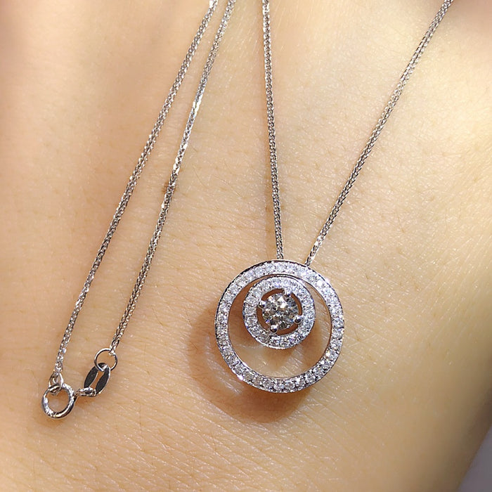 Hollow Full Zircon Sparkling Pendant Necklace For Women, Elegant Choker With Plain O Chain