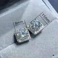 Delicate Full Pave Geometric Square Stud Earrings With Round Cubic Zirconia, Versatile Fashion Earrings view 5