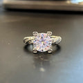 Platinum Plated Micro Pave Zircon Simulated Diamond Engagement Ring With Twisted Band For Women view 2