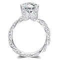 Platinum Plated Micro Pave Zircon Simulated Diamond Engagement Ring With Twisted Band For Women view 3