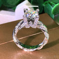Platinum Plated Micro Pave Zircon Simulated Diamond Engagement Ring With Twisted Band For Women view 4