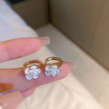 Elegant French White Camellia Alloy Drop Earrings, Light Luxury Floral Ear Clips For Women view 2