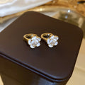 Elegant French White Camellia Alloy Drop Earrings, Light Luxury Floral Ear Clips For Women view 4