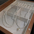 Vintage Heart Pearl Spliced Double Layer Necklace For Women Fashion OL Collarbone Choker view 1