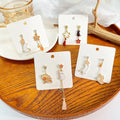 Elegant Alloy Enamel Asymmetric Cartoon Cat Fox Fan Flower Tassel Rhinestone Stud Drop Earrings view 1