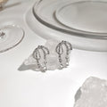 Elegant Irregular Liquid Metal Butterfly Rhinestone Asymmetric Long Tassel Water Drop Stud Earrings view 2