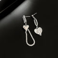 Elegant Irregular Liquid Metal Butterfly Rhinestone Asymmetric Long Tassel Water Drop Stud Earrings view 4