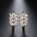 Fashion Leaf Wheat Ear Cuff Earrings For Women With Paved Zircon Stones, Elegant Ear Jewelry view 1