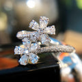 Fairy Style Flower Ring For Women, Pear Shape Water Drop Simulated Zircon Open Finger Ring view 2