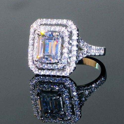 Vintage Engagement Ring For Women, Light Luxury Zircon Closed Band Wedding Anniversary Gift Jewelry