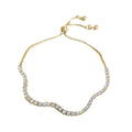 Korean Rhinestone Wave Geometric Adjustable Copper Bangle Light Luxury Jewelry view 5