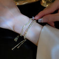 Korean Rhinestone Wave Geometric Adjustable Copper Bangle Light Luxury Jewelry view 2