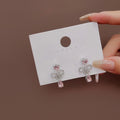 Pink Zircon Heart Stud And Rhinestone Bow Ear Cuff Two Piece Sweet Cool Alloy Earrings view 3