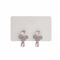 Pink Zircon Heart Stud And Rhinestone Bow Ear Cuff Two Piece Sweet Cool Alloy Earrings view 5