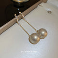 Vintage French Metal Rhinestone Pearl Tassel Drop Earrings With Silver Pin For Women view 4