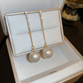 Vintage French Metal Rhinestone Pearl Tassel Drop Earrings With Silver Pin For Women view 2