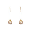 Vintage French Metal Rhinestone Pearl Tassel Drop Earrings With Silver Pin For Women view 5