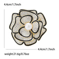 Copper Zircon Camellia Brooch Pin For Elegant Suit And Sweater Decoration view 5