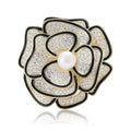 Copper Zircon Camellia Brooch Pin For Elegant Suit And Sweater Decoration view 1