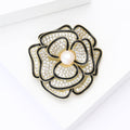 Copper Zircon Camellia Brooch Pin For Elegant Suit And Sweater Decoration view 4