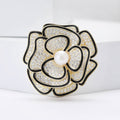 Copper Zircon Camellia Brooch Pin For Elegant Suit And Sweater Decoration view 2