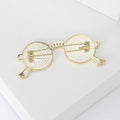 Gold Plated Copper Sunglasses Brooch Pin For Fashion Apparel view 3