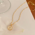French Tulip Flower Round Pendant Necklace Alloy Fresh Style Clavicle Chain For Commuting view 2