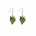 Cute Candy Color Enamel Grape Fruit Vine Leaf Gold Alloy Dangle Hook Women's Fashion Earrings view 5