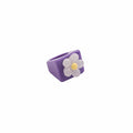Colorful Resin Square Ring European American Sweet Fresh Rotatable Floral Fashion Ring For Women view 5