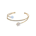 2026 New Luxury Metal Flower Rhinestone Bangle Korean Style Elegant Bracelet view 5