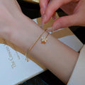 2026 New Luxury Metal Flower Rhinestone Bangle Korean Style Elegant Bracelet view 3