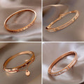 2026 New Luxury Metal Flower Rhinestone Bangle Korean Style Elegant Bracelet view 2