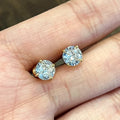 Four Prong Gold Plated Micro Pave Round Zircon Stud Earrings For Women, Hip Hop 6mm Ear Jewelry view 3