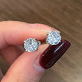 Four Prong Gold Plated Micro Pave Round Zircon Stud Earrings For Women, Hip Hop 6mm Ear Jewelry view 4