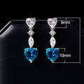 Emerald Green Zircon Heart Drop Earrings With Aquamarine Heart Inlay Luxury Women Jewelry view 5