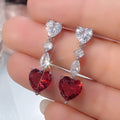 Emerald Green Zircon Heart Drop Earrings With Aquamarine Heart Inlay Luxury Women Jewelry view 3