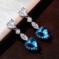 Emerald Green Zircon Heart Drop Earrings With Aquamarine Heart Inlay Luxury Women Jewelry view 7