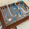 Faux Pearl Seed Bead Irregular Geometric Heart Necklace Fresh Summer Collarbone Jewelry view 1