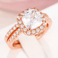 Fashion Couple Ring Two Piece Set With Four Prong Zircon Stone, Wedding Jewelry view 7