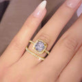 Fashion Couple Ring Two Piece Set With Four Prong Zircon Stone, Wedding Jewelry view 2