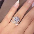 Fashion Couple Ring Two Piece Set With Four Prong Zircon Stone, Wedding Jewelry view 1