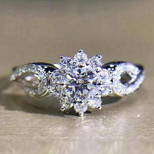 Fashion OL Flower Bud Shape Zircon Women's Ring Trendy Style Ring With Individual Packaging