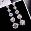 Sparkling Zircon Long Dangle Earrings For Women, Simple Elegant Face Slimming Jewelry view 2