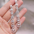 Luxury French Style Long Drop Earrings For Women, Slim Elegant Banquet Dress Jewelry view 1
