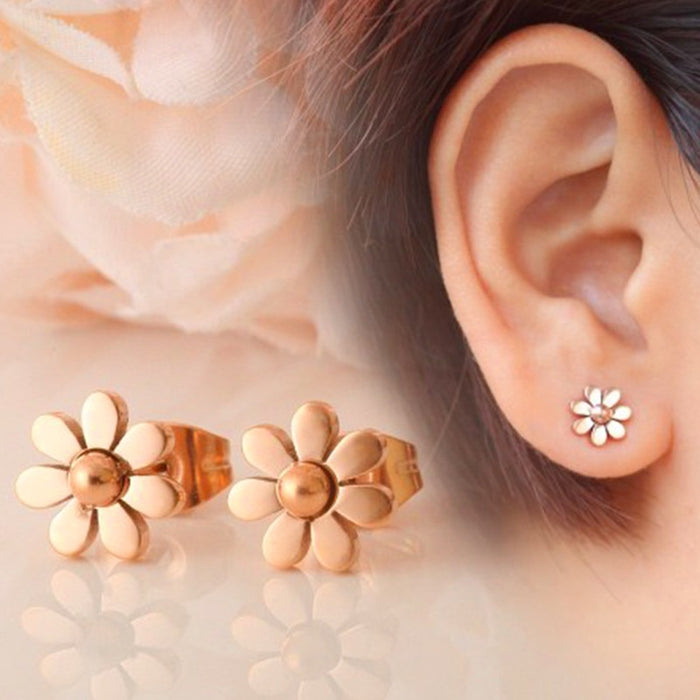 Mini Flower Stud Earrings For Women, Simple Sunflower Floral Ear Jewelry For Accessories