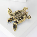 Alloy Rhinestone Turtle Brooch Pin For Creative Animal Clothing Decoration – Green view 4