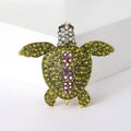 Alloy Rhinestone Turtle Brooch Pin For Creative Animal Clothing Decoration – Green view 6