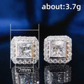 Classic Geometric Square Cut Zircon Stud Earrings For Women, European Style Fashion Jewelry view 5