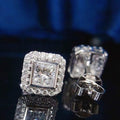Classic Geometric Square Cut Zircon Stud Earrings For Women, European Style Fashion Jewelry view 2